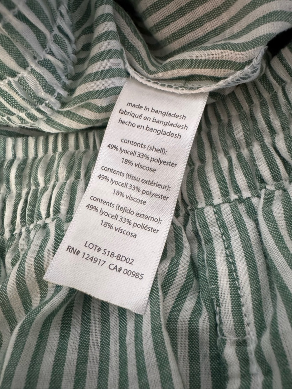 Onia Wide Leg Drawstring Pant Green White Stripe Size Large - Picture 5 of 7